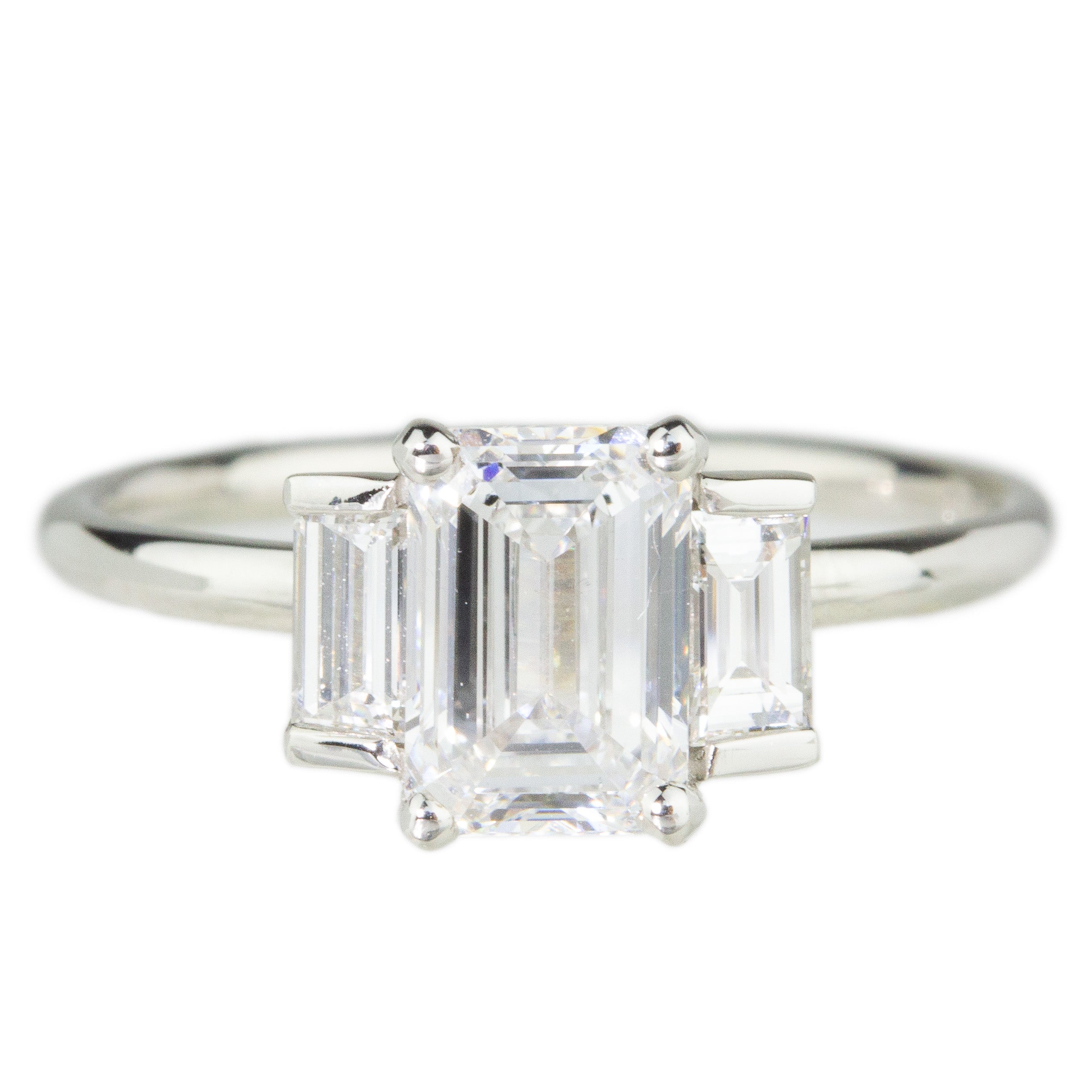 Trinity Emerald + Baguette Diamond Ring-Anne Sportun